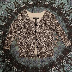 Nine West Women's Black and White Leopard Print Sweater